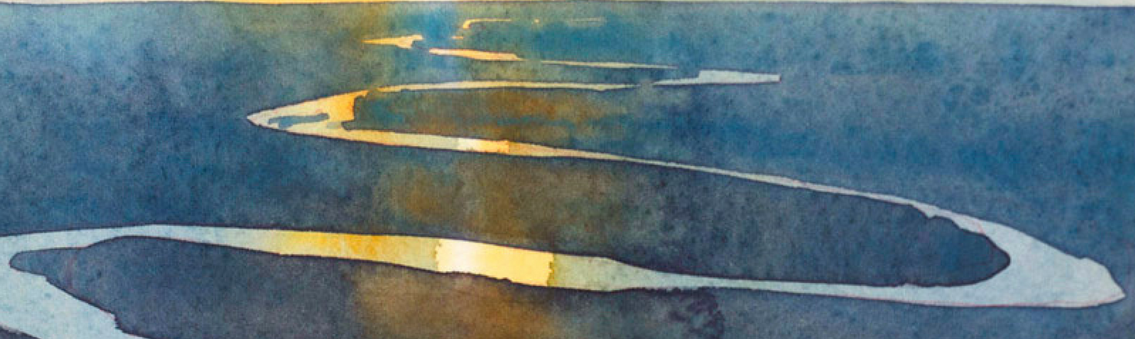 Watercolor of the Kansas River at sunset, painted by the owner